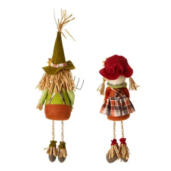 Glitzhome&reg; Fall Fabric Scarecrow Shelf Sitters Set {5}