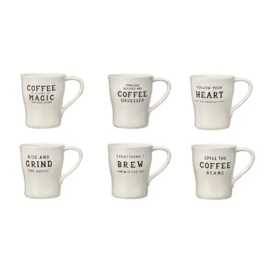 Hello Honey&reg; 12oz. White & Black Inspirational Brew Stoneware Coffee Mug Set {1}