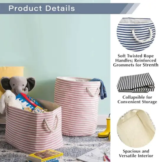 DII&reg; 20" Pinstripe Woven Paper Storage Bin Aqua {7}