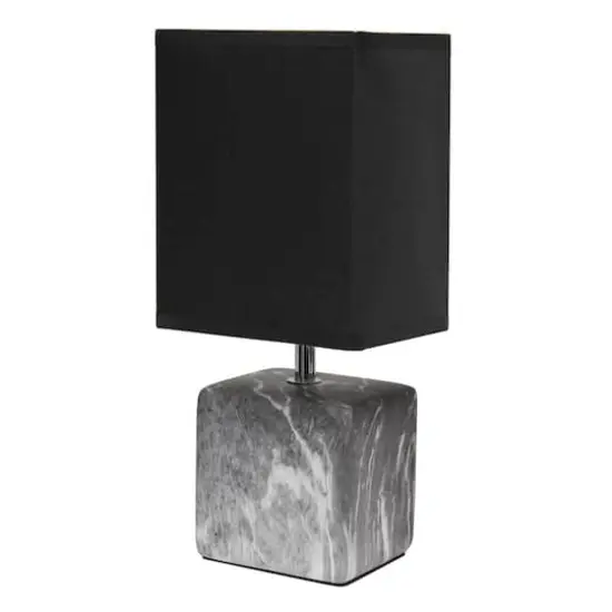 Simple Designs Black Marbled Ceramic Table Lamp {1}