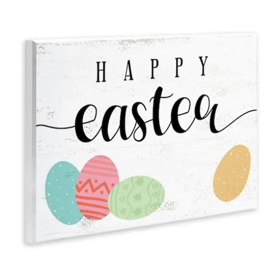 Stupell Industries Happy Easter Greeting Fun Pattern Spring Holiday Eggs Wall Plaque Art {4}