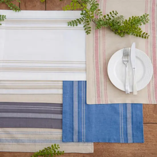 DII&reg; French Stripe Placemats, 6ct. White and Taupe {6}