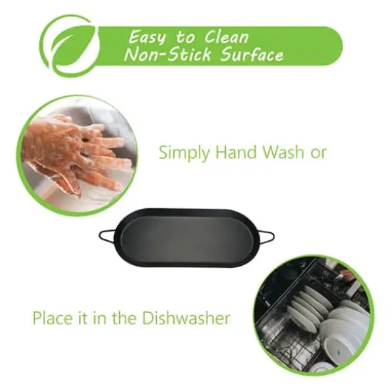 Brentwood 18" x 8.5" Double Burner Carbon Steel Nonstick Comal Griddle {3}