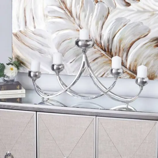 Silver Stainless Steel Candlestick Holders, 15x28x5" {10}