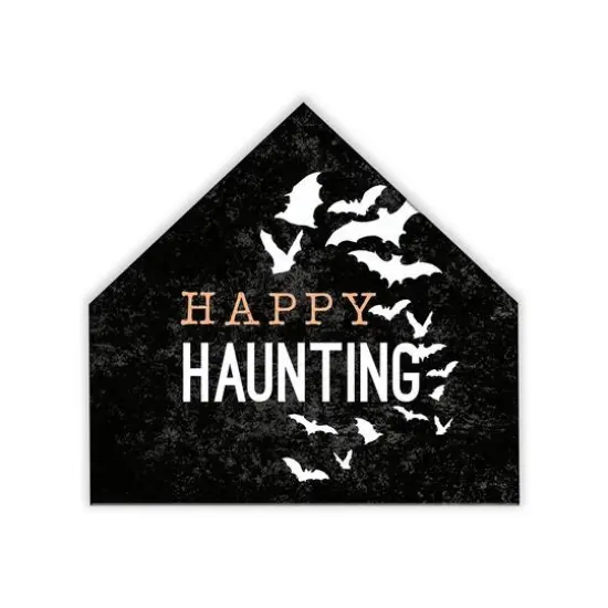 Happy Haunting Bats House Shaped Canvas Wall Art {1}