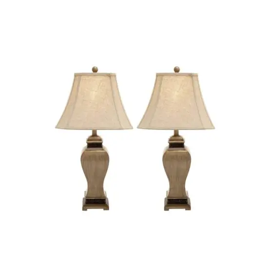 Set of 2 Brown Polystone Rustic Table Lamp, 29" {13}