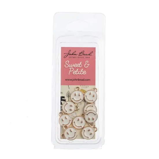 John Bead Sweet & Petite Happy Face Charms, 10ct. White {3}