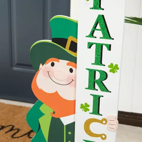 Glitzhome&reg; 36" Wooden Leprechaun Happy St. Patrick's Day Porch D&eacute;cor {5}