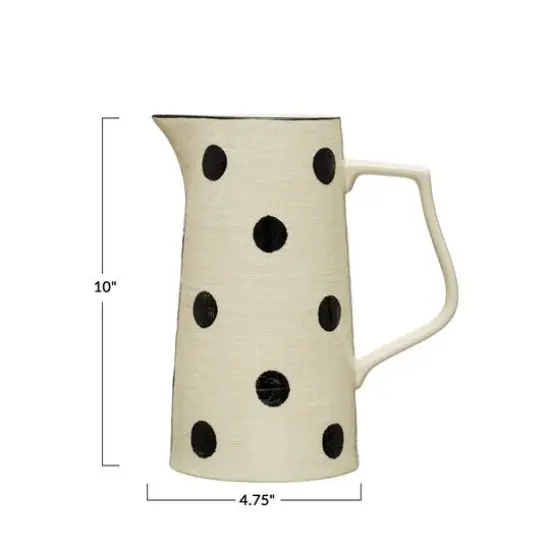 Hello Honey&reg; Ivory & Black Polka Dot Farmhouse Stoneware Pitcher {1}