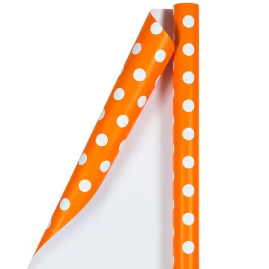 JAM Paper Polka Dot Gift Wrap Orange and White {2}