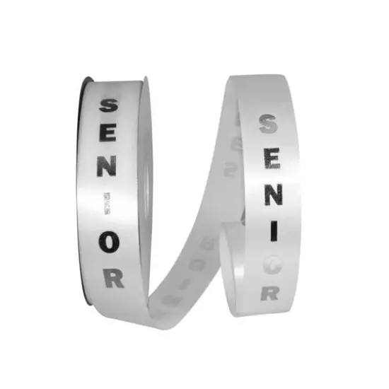 The Ribbon Roll 1.375" x 100yd. Satin Senior Ribbon White/Silver {1}