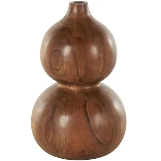 11" Brown Wood Bubble Vase with Natural Wood Grains {1}