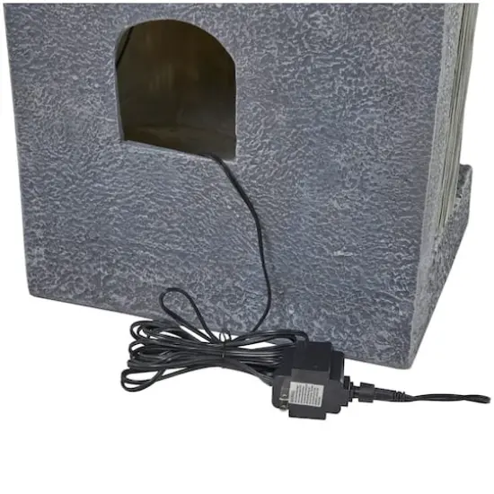 37.5" Gray Fiberglass 3-Tier Fountain with LED Light {5}