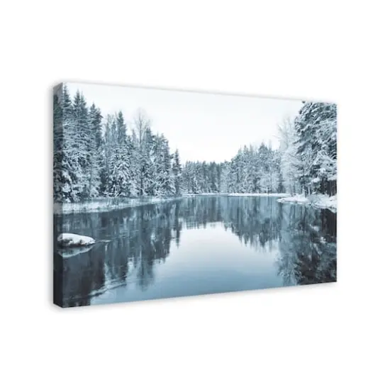 Winter Pond 36x24 Canvas Wall Art {3}