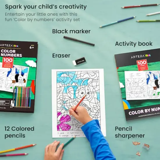 Arteza&reg; Kids Activity Book, 50 pages, Color by Numbers {3}