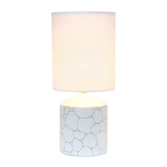 Simple Designs 18.5" Fresh Prints Table Lamp White and Blue Stone {3}