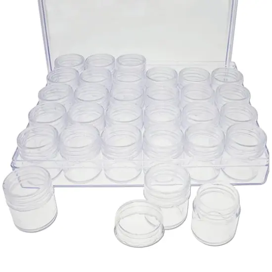 The Beadsmith&reg; 6.5'' x 5.5'' x 1'' Clear Storage Box with Jars {1}