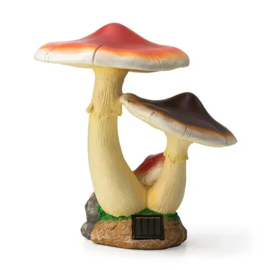 Glitzhome® 15.75" Solar Powered Vibrant Mushroom Garden Statue {5}