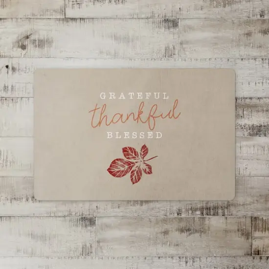 Grateful Thankful Blessed Leaf Floor Mat {3}
