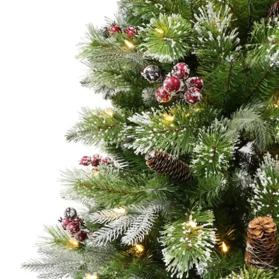 7.5ft. Pre-Lit Berry Spruce Artificial Christmas Tree, Clear LED Lights {3}