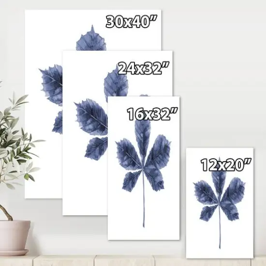 Designart - Navy Blue Chestnut Leaf - Traditional Canvas Wall Art Print {6}