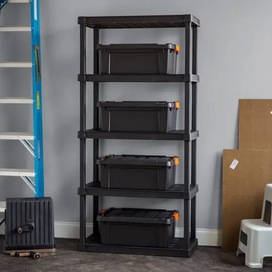 IRIS 6ft. Black Plastic Rack Shelf with 5 Large Shelves {4}
