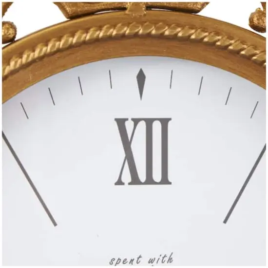 Gold Scrolled Finial Oval Metal Wall Clock {4}
