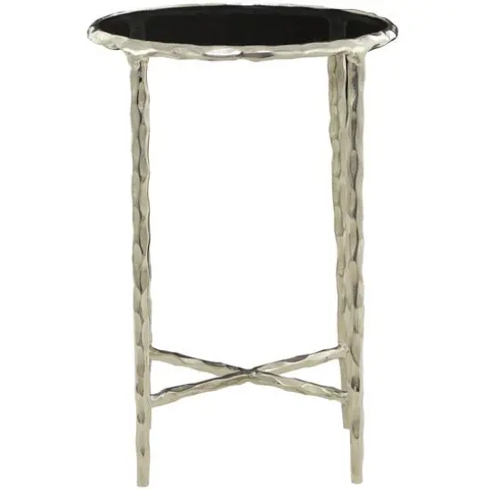 22" Aluminum Accent Table with Shaded Glass Top Silver {1}
