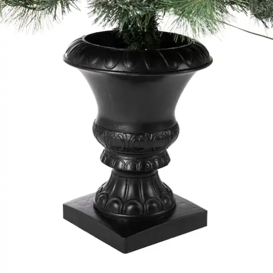 2 Pack 4ft. Pre-Lit Flocked Pinecone & Berry Fir Artificial Christmas Tree in Planter, Warm White Lights {8}