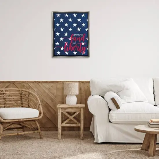 Stupell Industries Sweet Land Of Liberty Americana Floater Framed Art Gray {3}