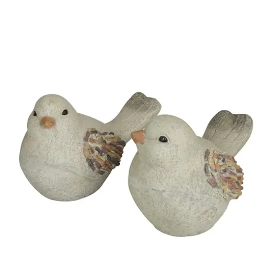 12" Gray Stone Farmhouse Bird Garden Sculpture Set {1}