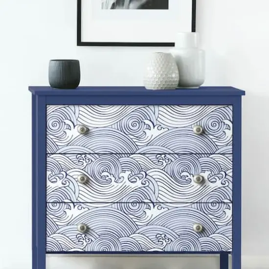 RoomMates Asian Waves Peel & Stick Wallpaper Blue/White {6}