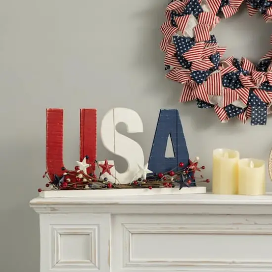 Glitzhome&reg; 18" U.S.A. Wooden Table Decoration {5}