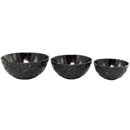 Metal Faceted Decorative Bowl Set Black {2}