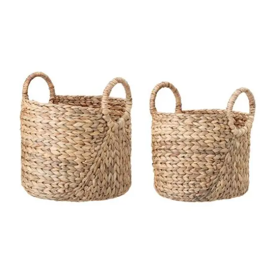 Hello Honey® Beige Handwoven Seagrass Basket with Handles Set {3}