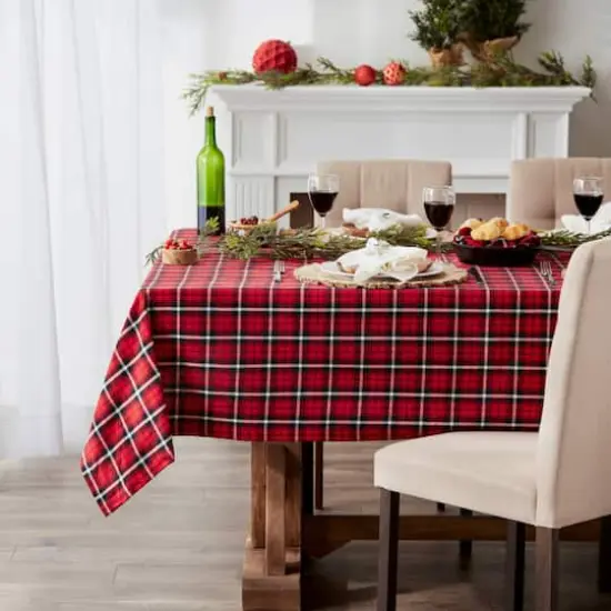 DII&reg; 120" Glad Tidings Plaid Tablecloth {4}
