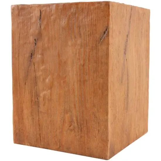 18" Natural Textured Wood Grain Outdoor Accent Table Brown {5}