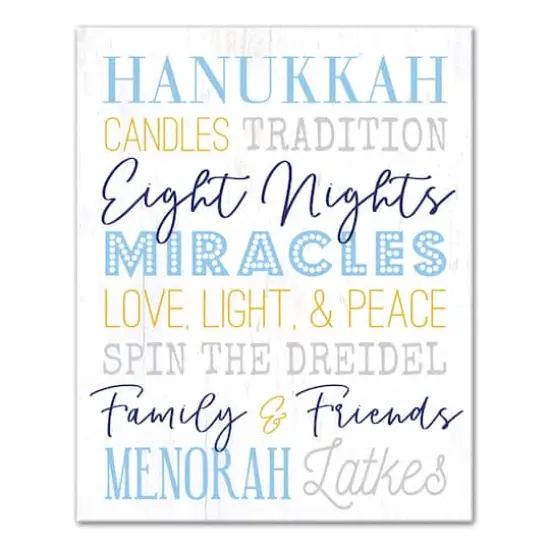 Hanukkah Words and Phrases 16x20 Canvas Wall Art {1}