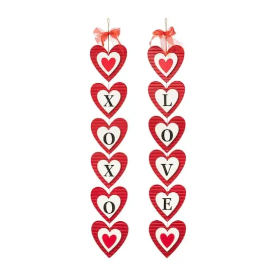 Glitzhome® 30" Set of 2 Valentine's Wooden Heart Door Hanger {1}