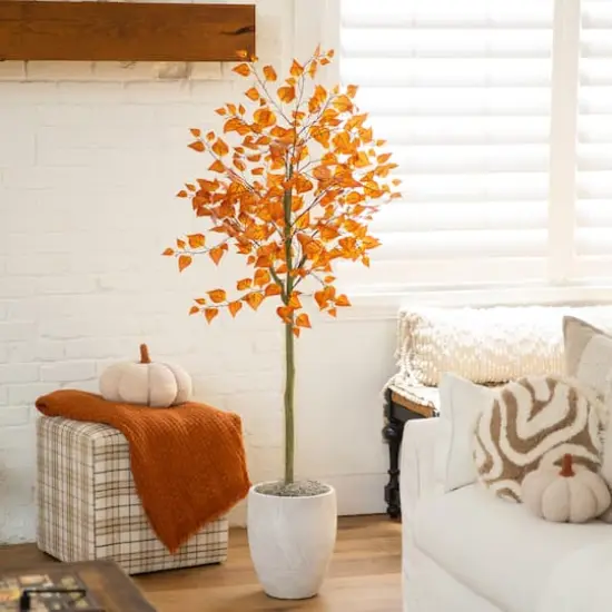 5ft. Autumn Birch Leaf Artificial Fall Tree {7}