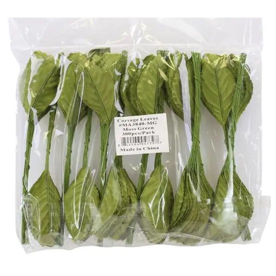 JAM Paper 2.25" Moss Green Corsage Leaf Stems, 100ct. {1}