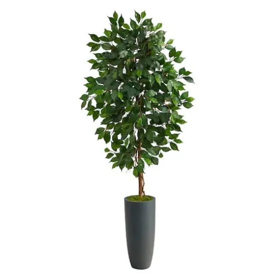 5ft. Ficus Artificial Tree in Gray Planter {1}