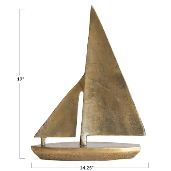 Hello Honey&reg; 19" Antique Brass Decorative Aluminum Sail Boat {7}