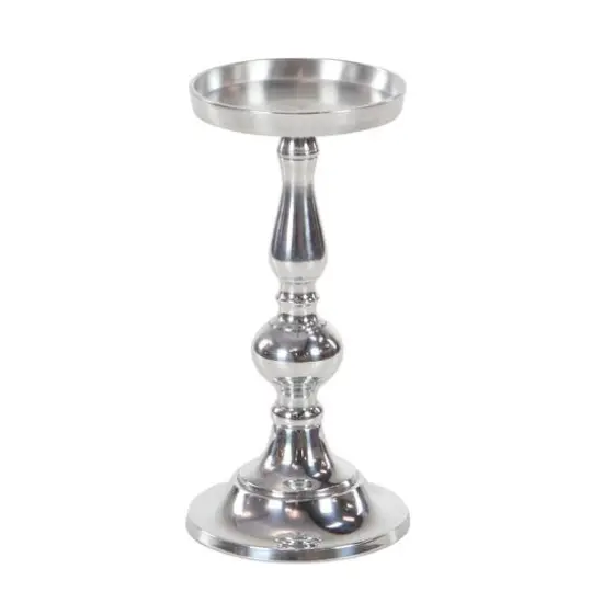 Silver Aluminum Traditional Candle Holder Set {3}