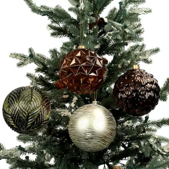 Assorted 4.7" Gold & Black Textured Shatterproof Ball Ornaments, 4pc. by Ashland&reg; {6}