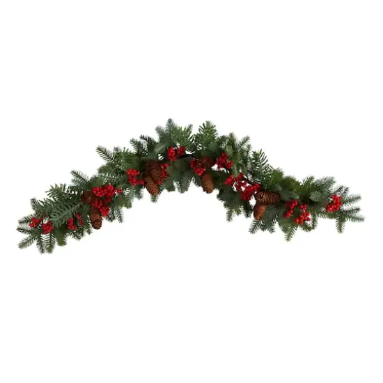 3ft. Pines, Red Berries & Pinecones Christmas Garland {1}