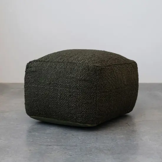Hello Honey&reg; 26" Olive Green Handwoven Jute & Cotton Pouf Ottoman {4}