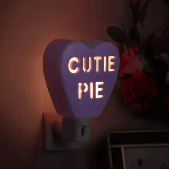 Miss Valentine Purple Ceramic Candy Heart Cutie Pie Nightlight {3}
