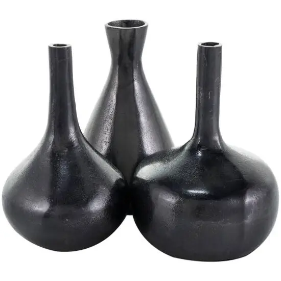 CosmoLiving by Cosmopolitan Contemporary Aluminum Vase Set Black {9}