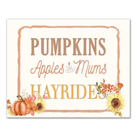 Pumpkins & Hayrides Farm Sign Canvas Wall Art {1}